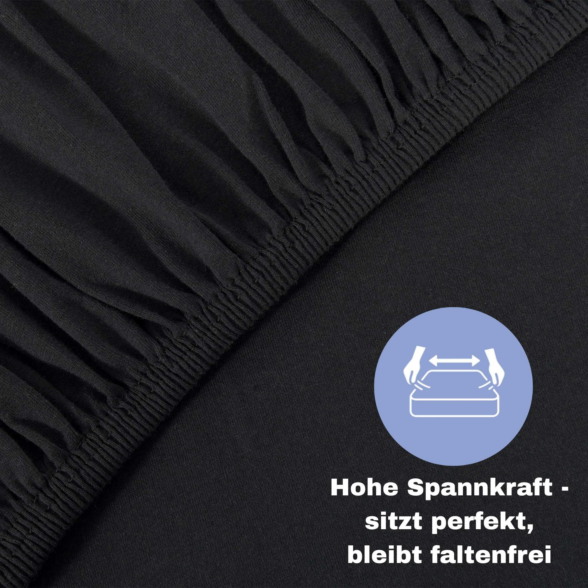 leevitex® Spannbettlaken Spannbettlaken Schwarz 1er Pack günstig online kaufen