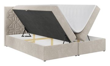 MKS MÖBEL Boxspringbett STELLE 1, Doppelbett mit Multipocket - Matratze - Modern Bett