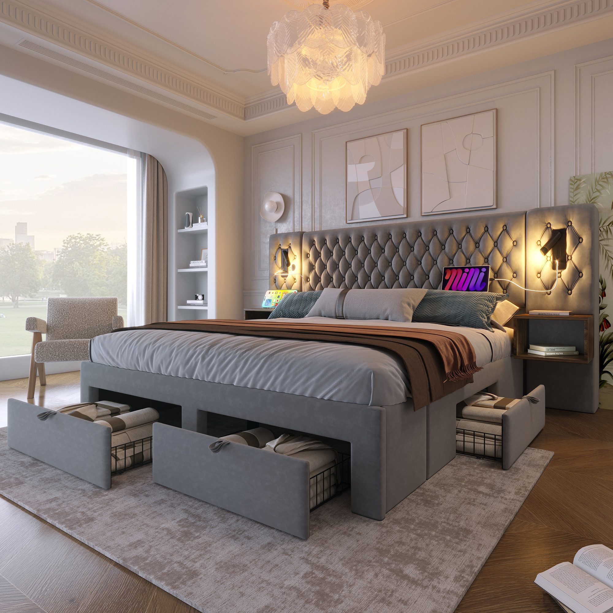 OKWISH Polsterbett Bettanlage Schlafzimmer Komplett Set günstig online kaufen