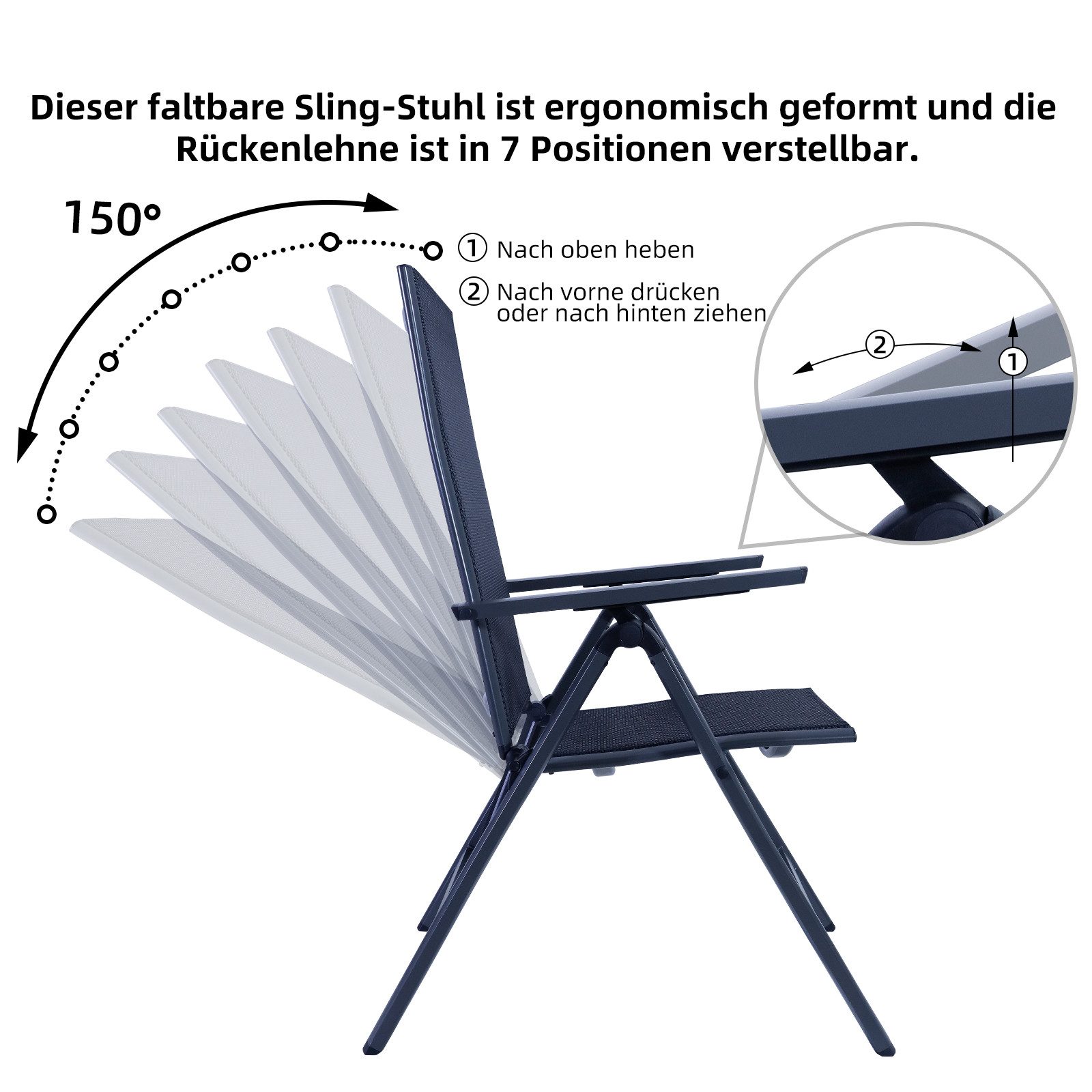 CCLIFE Klappstuhl Gartenstühle Klappstuhl Aluminium Gartenmöbel Set, 2er Set