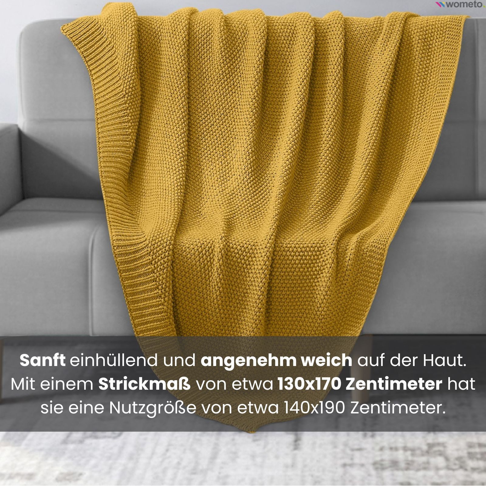 Wohndecke Strick, wometo, OEKO-TEX®, Kuscheldecke mit edlem & schlichtem Strickmuster