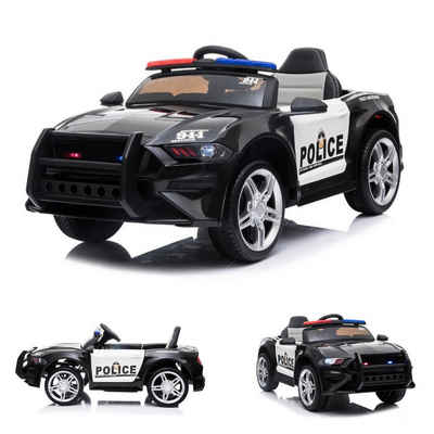 ES-Toys Elektro-Kinderauto Kinderauto Polizei Design 07, Belastbarkeit 30 kg, Polizei-Lichter Sirene MP3 USB, Stoßdämpfer