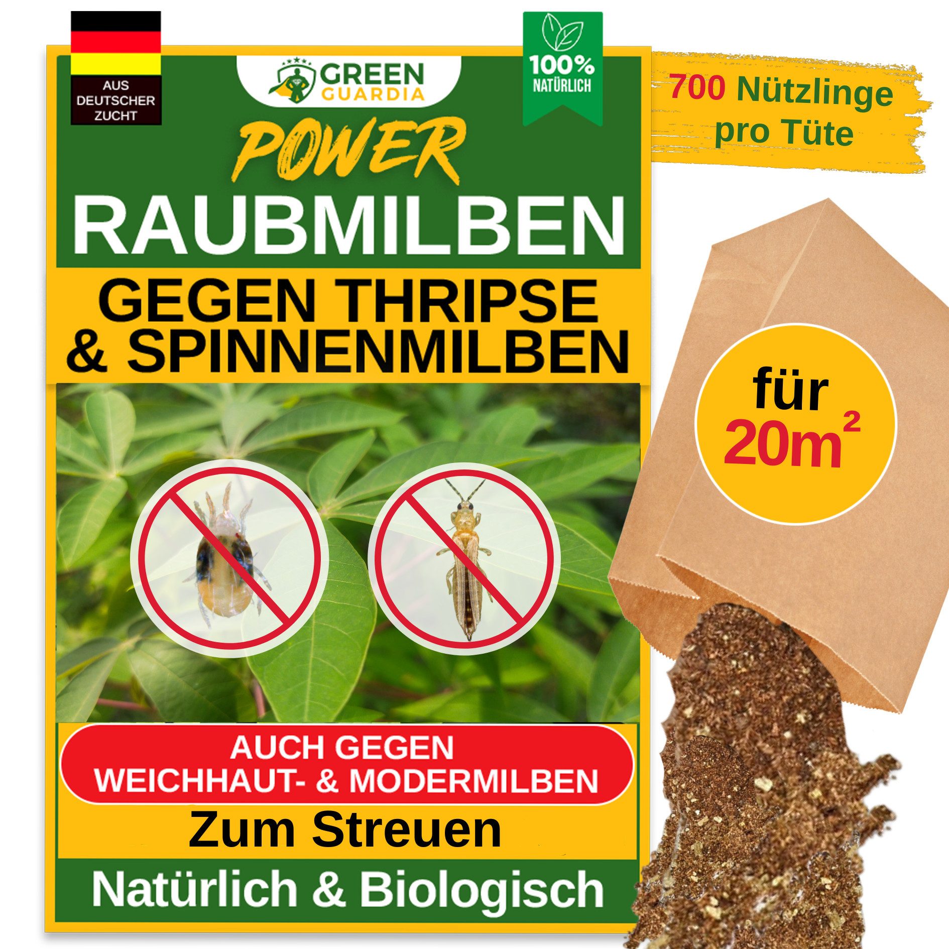 Insektenvernichter Raubmilben Mix gegen Thripse & Spinnmilben - Streuware zum Streuen