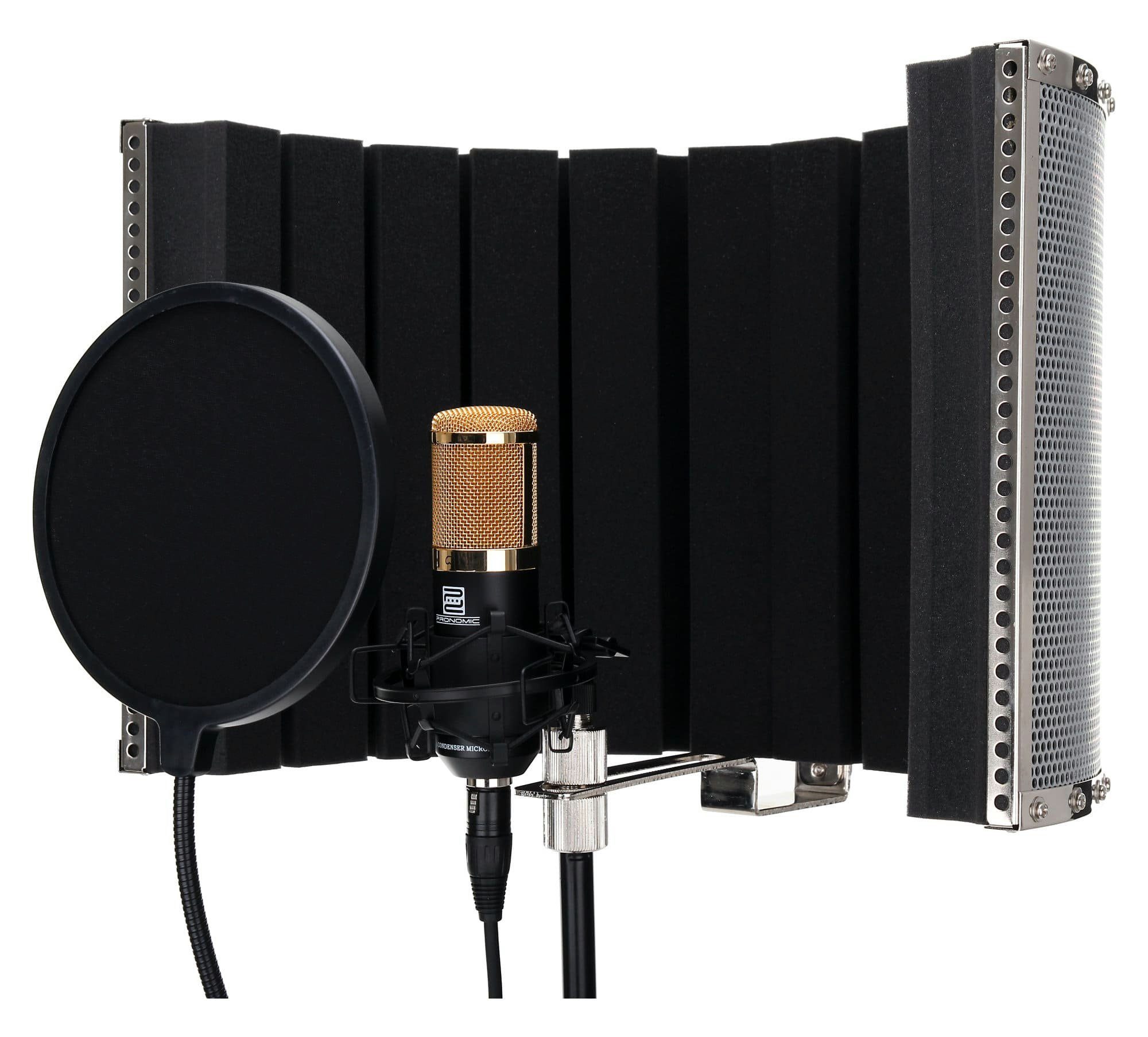 Pronomic Standmikrofon CM-100 Studio Großmembran- Kondensatormikrofon (Komplettset Popschutz schwarz, 10-tlg), inkl. Mikrofonständer, Micscreen, 5m XLR-Kabel