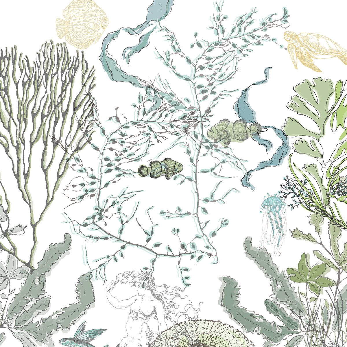 Stoffserviette Servietten (4x Set) Balade Marine Verde 45x45 cm