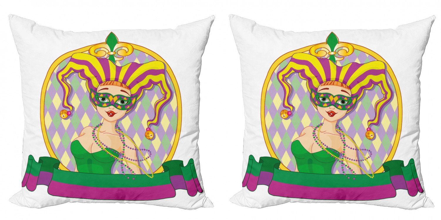 Kissenbezüge Modern Accent Doppelseitiger Digitaldruck, Rahmen Harlequin Karneval Lady Stück), (2 Abakuhaus