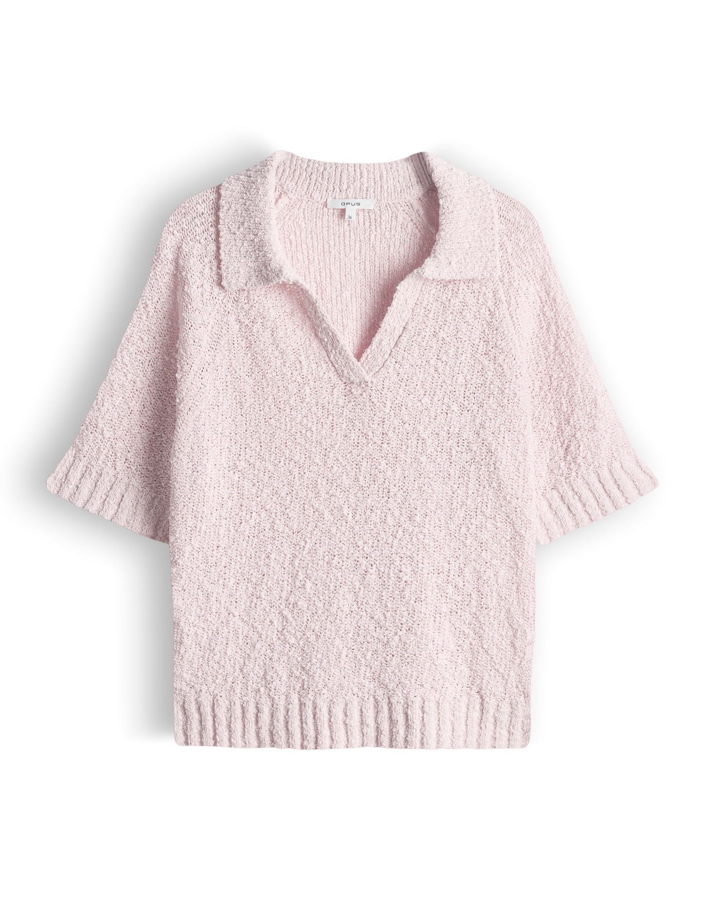 OPUS Kurzarmpullover Posilly aus Strick mit Bouclé Struktur natürlicher Gri günstig online kaufen