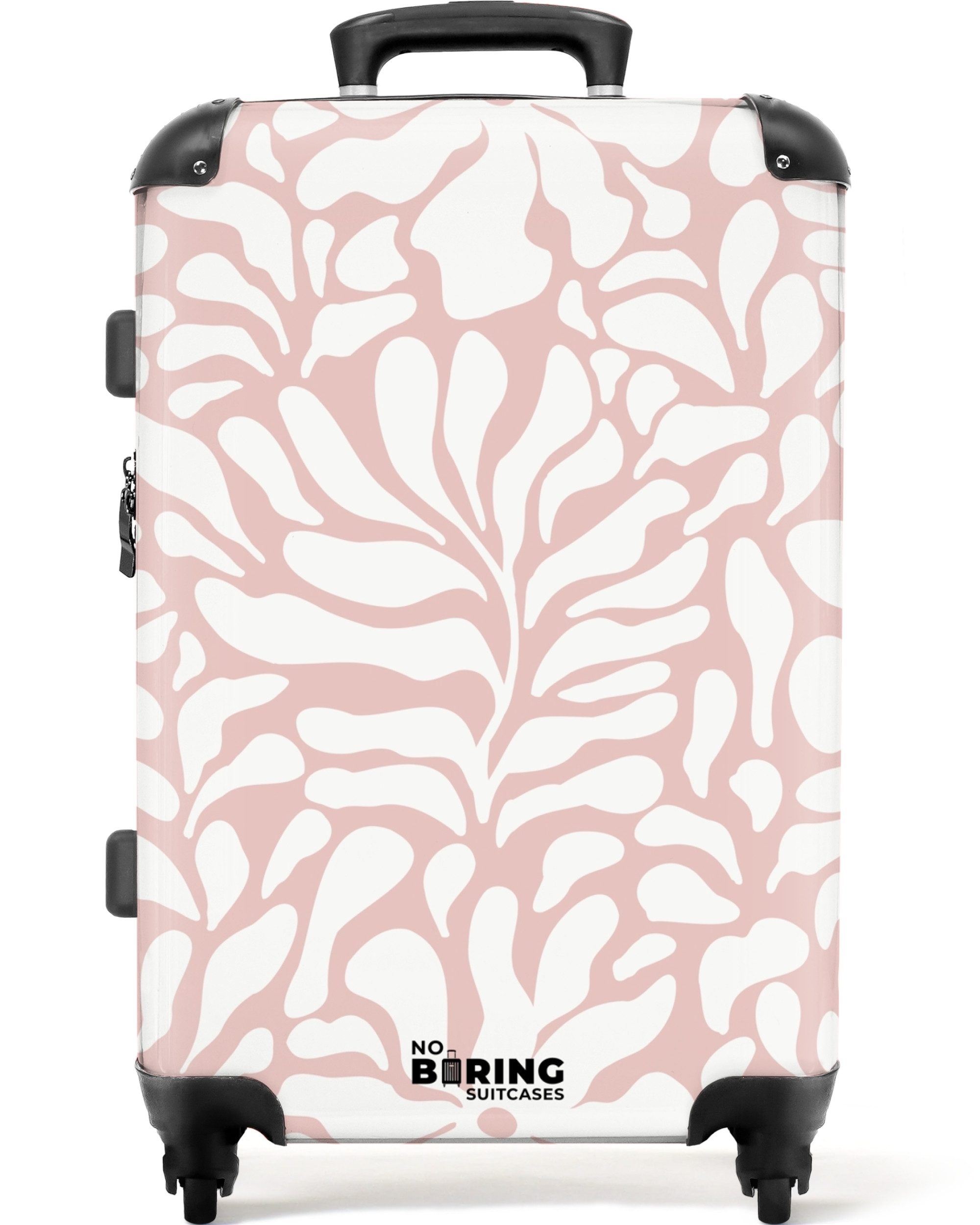 NoBoringSuitcases.com© Hartschalen-Trolley Rosa mit weißen Blüten günstig online kaufen