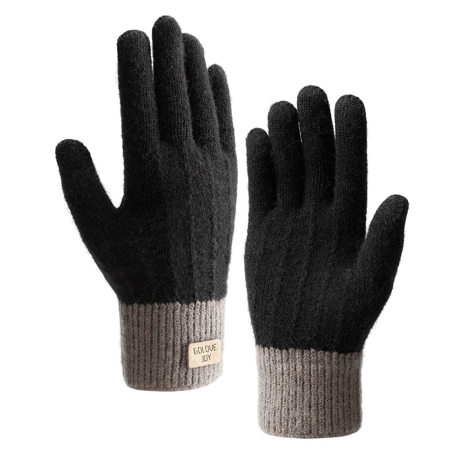 Daisred Baumwollhandschuhe Winterhandschuhe Damen Strick Handschuhe Radfahren Schwarz | Handschuhe