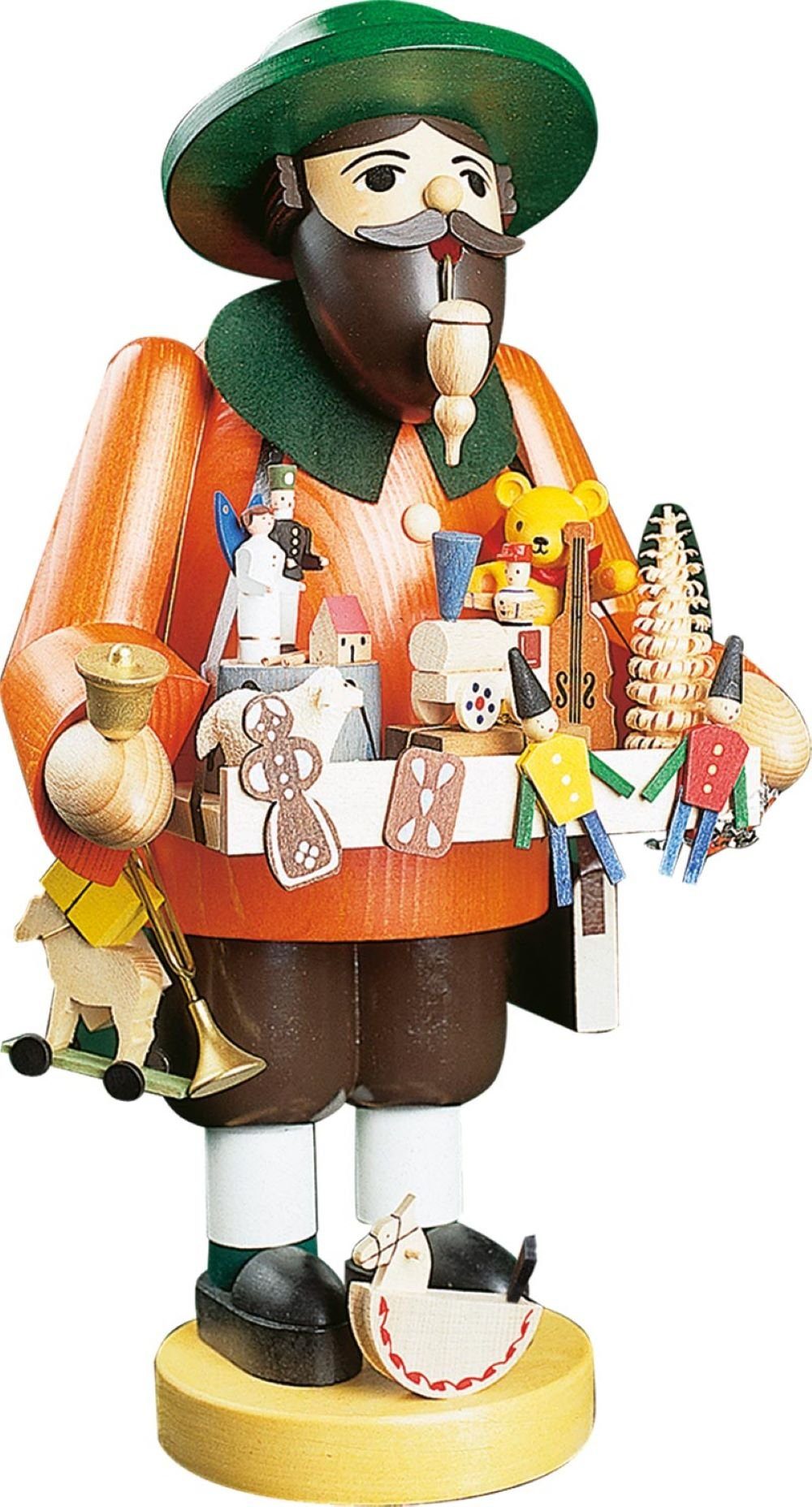 Richard Glaesser Räuchermännchen Spielzeughändler, Höhe 36cm, Handwerkskunst original Erzgebirge