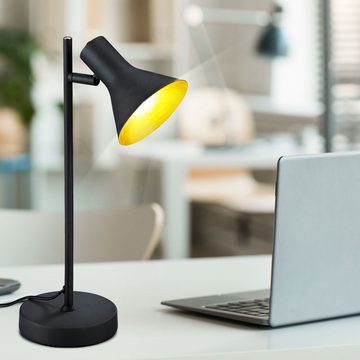 etc-shop Schreibtischlampe, Leuchtmittel inklusive, Warmweiß, Vintage Tisch Lampe gold beweglich Wohn Zimmer Lese Beleuchtung im