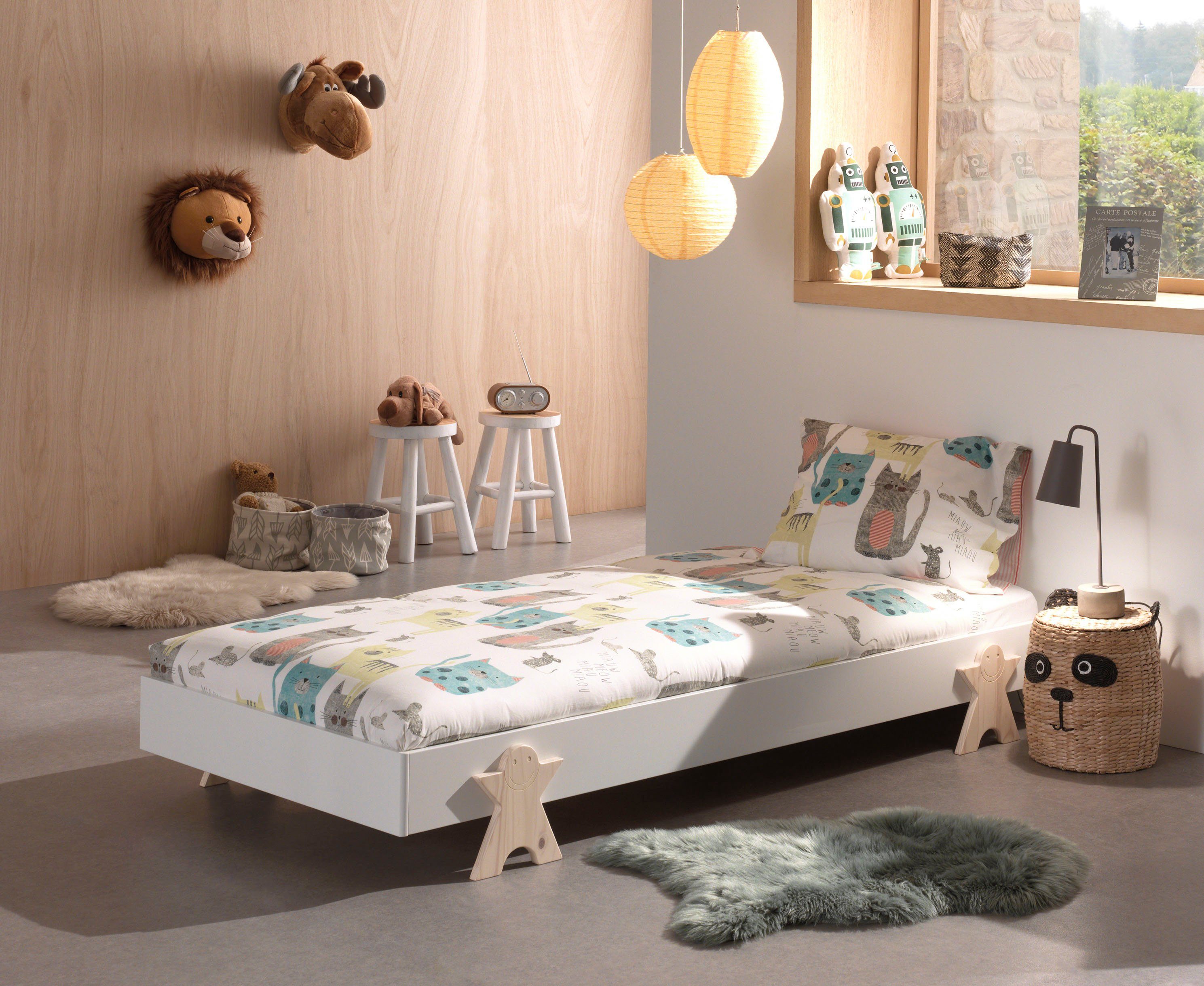 Vipack Kinderbett Modulo, stapelbares Einzelbett, inkl. Rolllattenrost, 2 Farben (B/H/T ca. 203,6x93,8x48cm, Fuß Smile massiv, Bettseiten MDF lackiert), Liegefläche 90/200 cm, einzeln oder als 2-er Set erhältlich