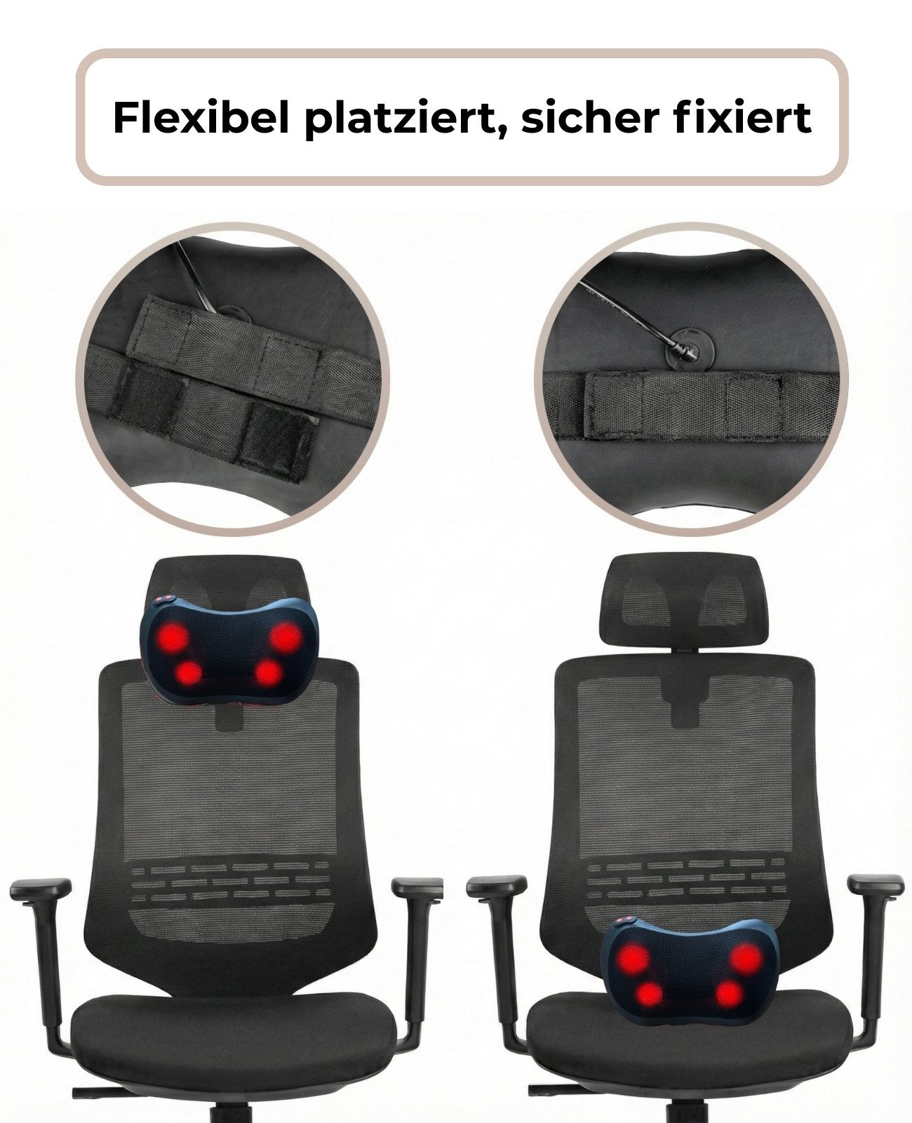 smartEC Shiatsu-Massagekissen Witali Shiatsu Massagekissen mit Wärmefunktion, 4 Massageköpfe, 1-tlg., 3 Intensitätsstufen, Wärmefunktion, inkl. Autoadapter