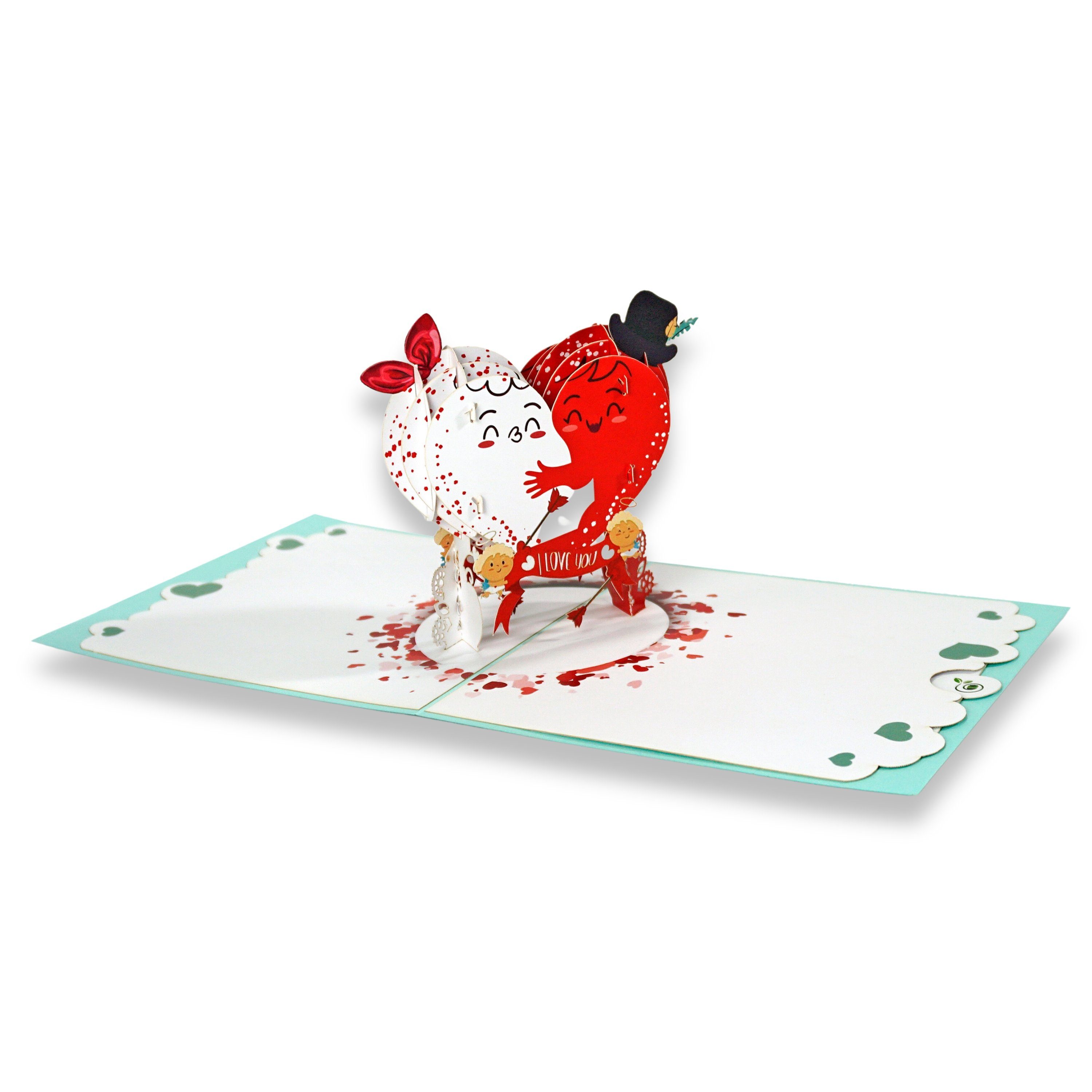 Valentinstagskarte 3D Pop-Up-Karte „Valentinstag“ mit Umschlag und Wachssiegel