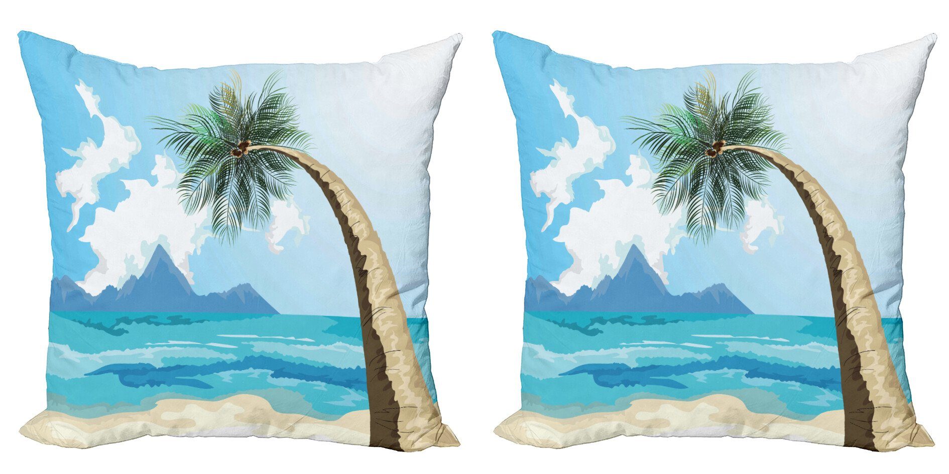Accent dem Palme auf Modern Abakuhaus Doppelseitiger (2 Kissenbezüge Strand Digitaldruck, Tropisch Stück),