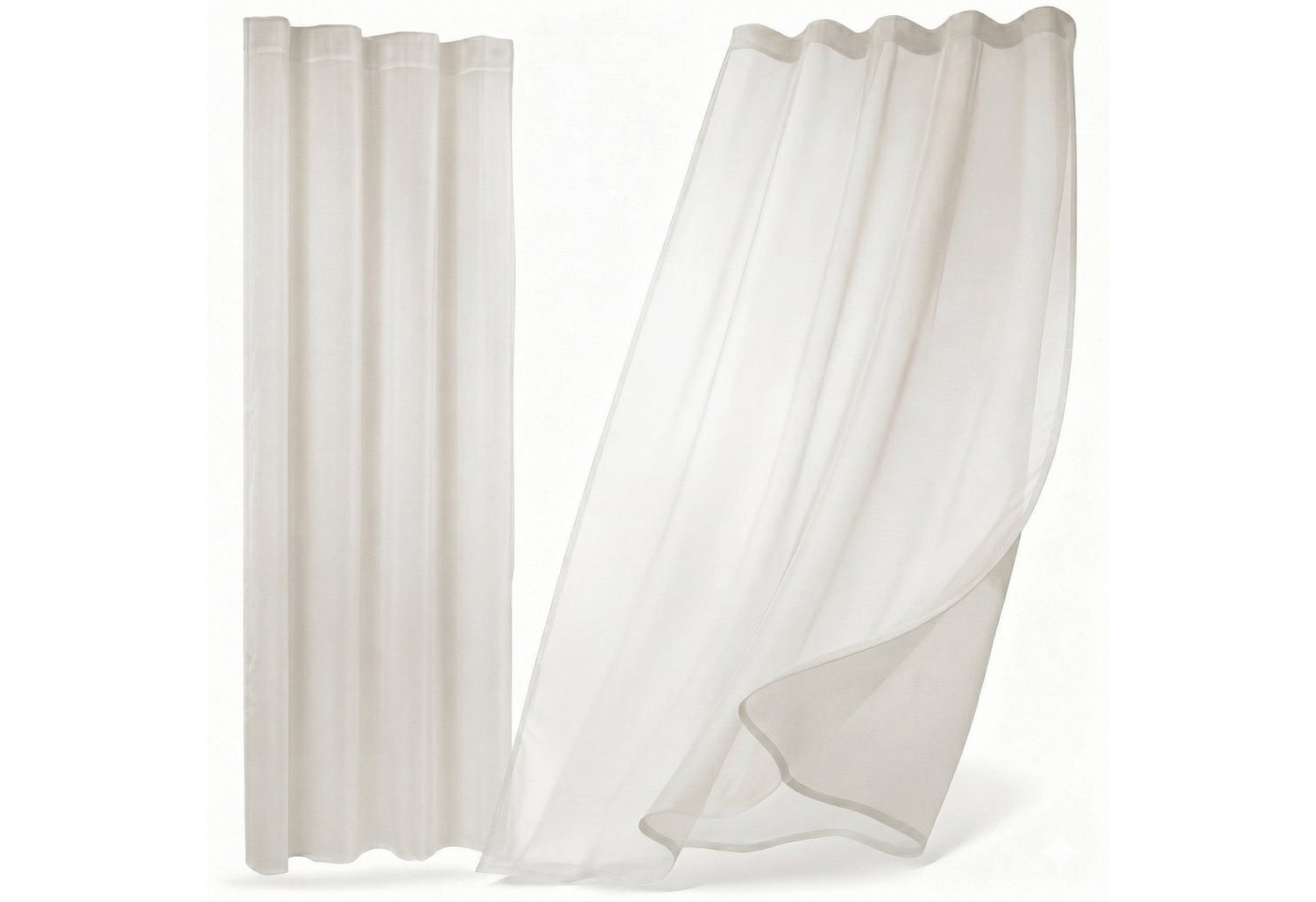 Beautex Gardine transparent Dolly, wählbar mit Kräusel- und Ösen- Aufhängung (2 St), Kräuselband, transparent