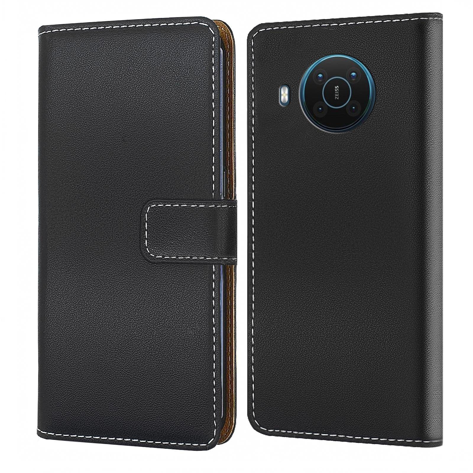 Numerva Handyhülle Bookstyle Etui Handytasche für Nokia X20, Schutzhülle Klapphülle Flip Cover Schwarz