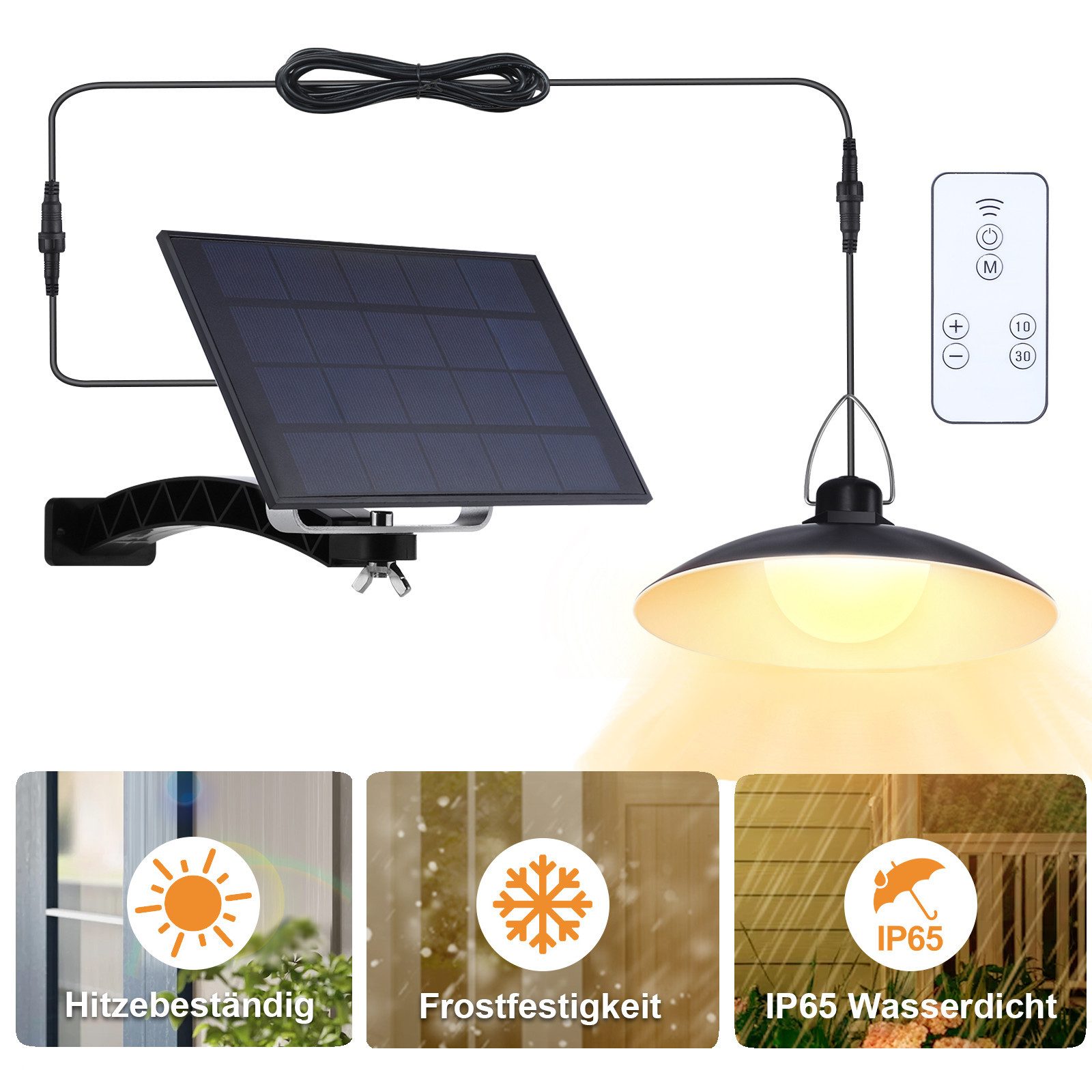 Rosnek LED Solarleuchte für Innen & Außen Hängend, Solar Hängelampe Outdoor günstig online kaufen