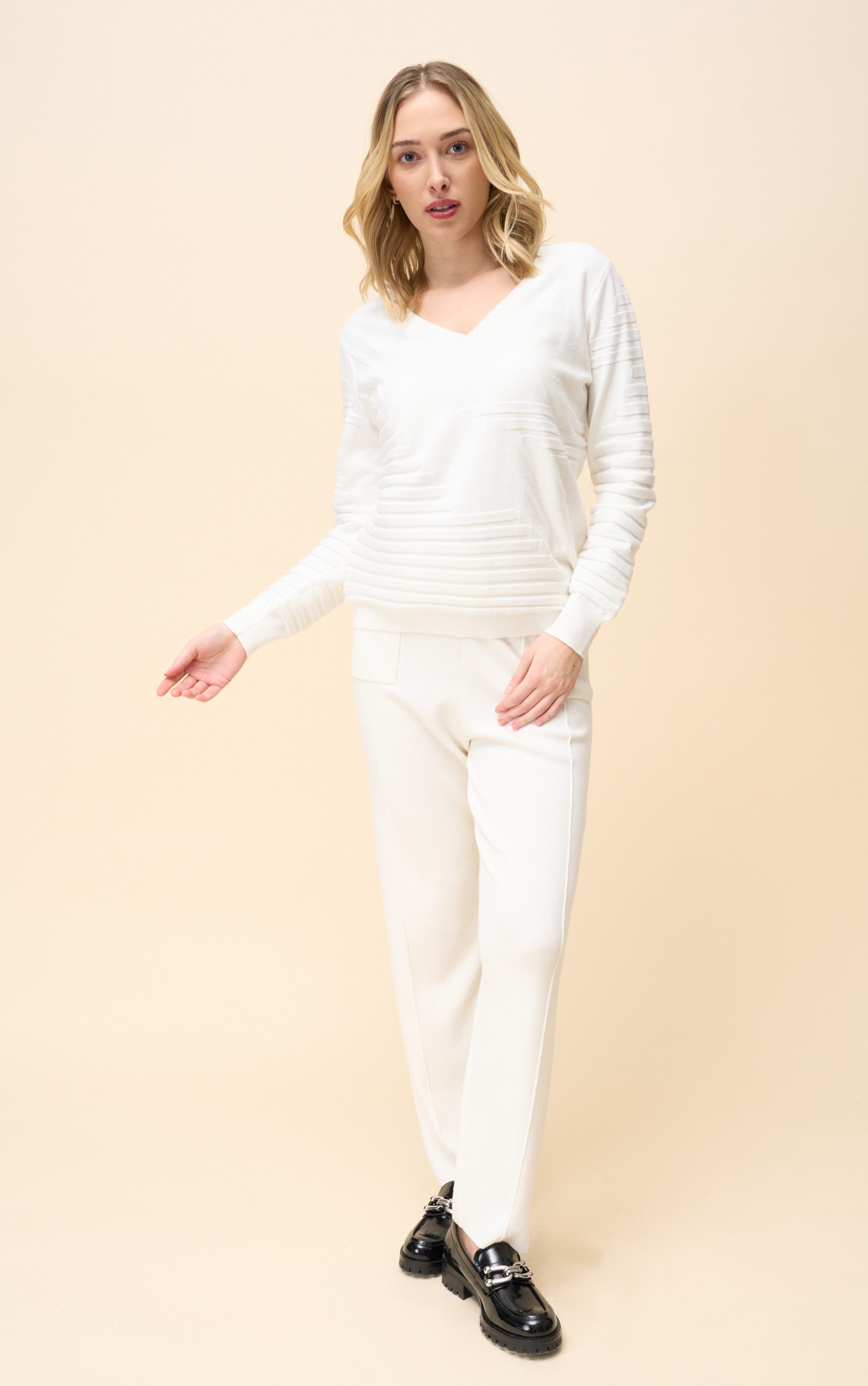 Passioni Strickhose Straight Fit mit Nahtdetail günstig online kaufen