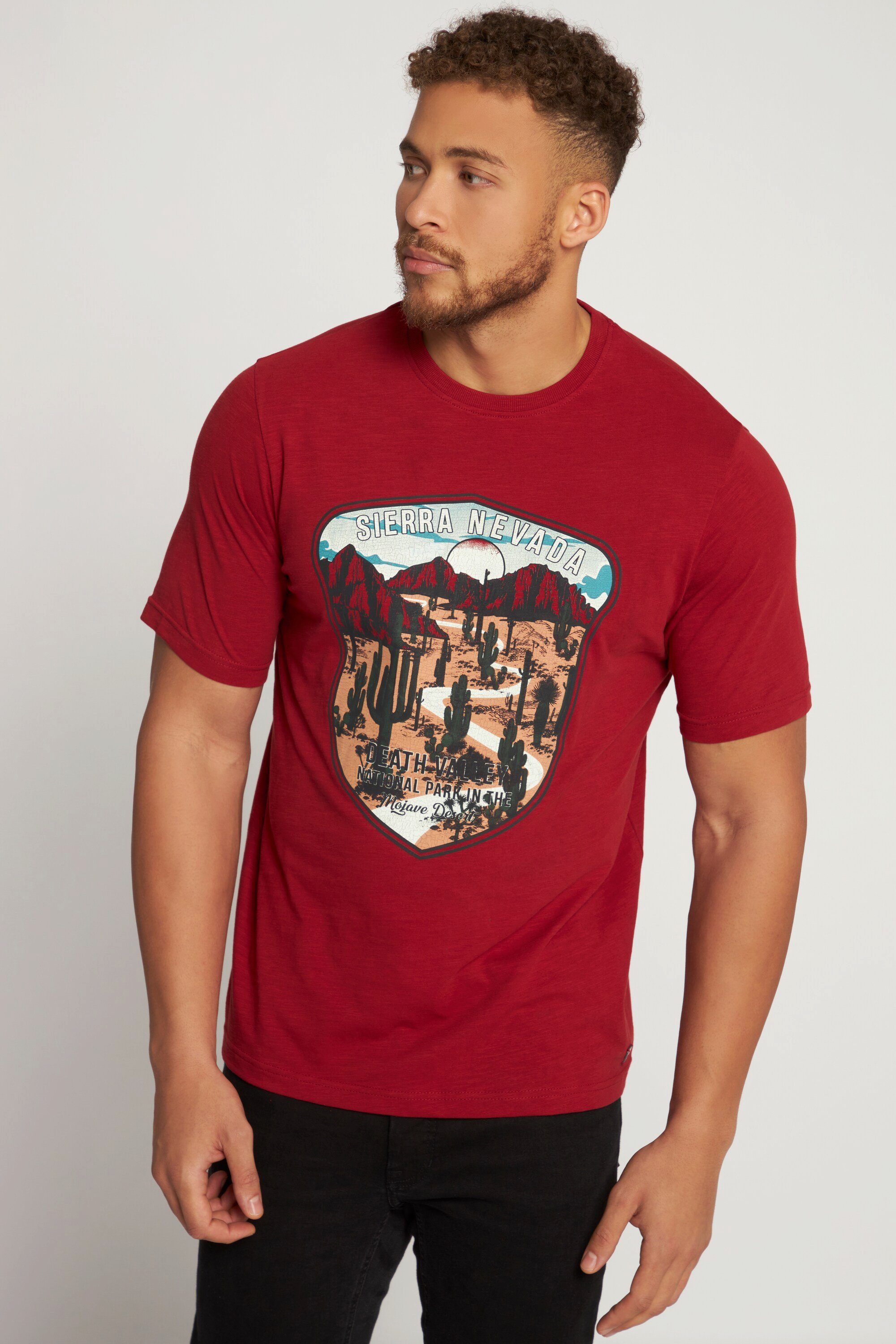 JP1880 T-Shirt T-Shirt Halbarm Flammjersey Crack Print Rundhals | T-Shirts