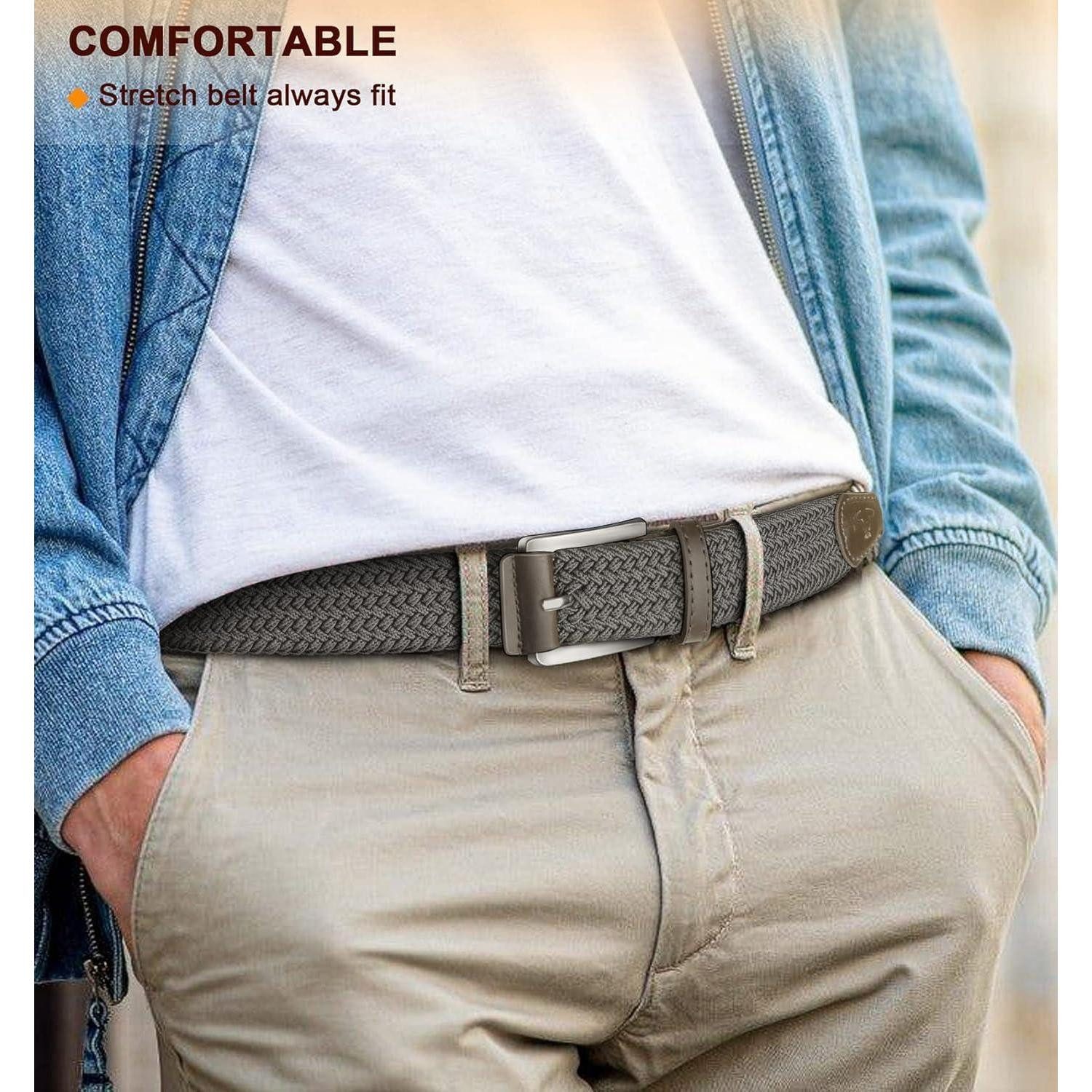 LuxusKollektion Stretchgürtel Gürtel Herren Flecht-Stretch 35mm Grigio Scuro