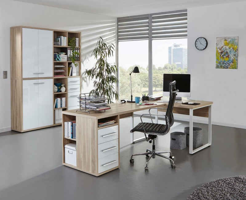 Maja Möbel Eckschreibtisch Maja Set+ Set 17 (Büromöbel-Set, abschließbare Büroschränke, wechselseitig montierbarer Winkelschreibtisch), in verschiedenen Farbkombinationen