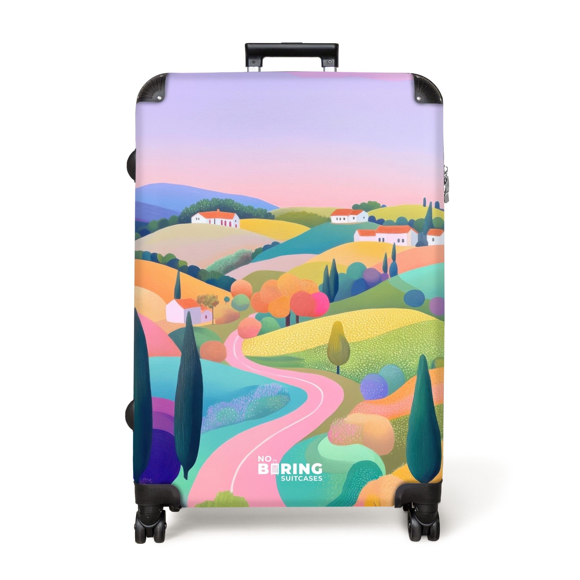 NoBoringSuitcases.com© Hartschalen-Trolley Hügellandschaft mit Pastellfarbe günstig online kaufen