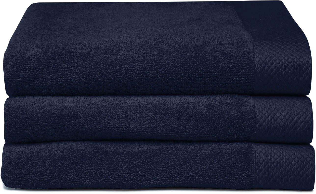 Seahorse Badetücher Seahorse Pure Badetücher, (3-St), Frotteebaumwolle 100% Frottiervelours superweiche indigo