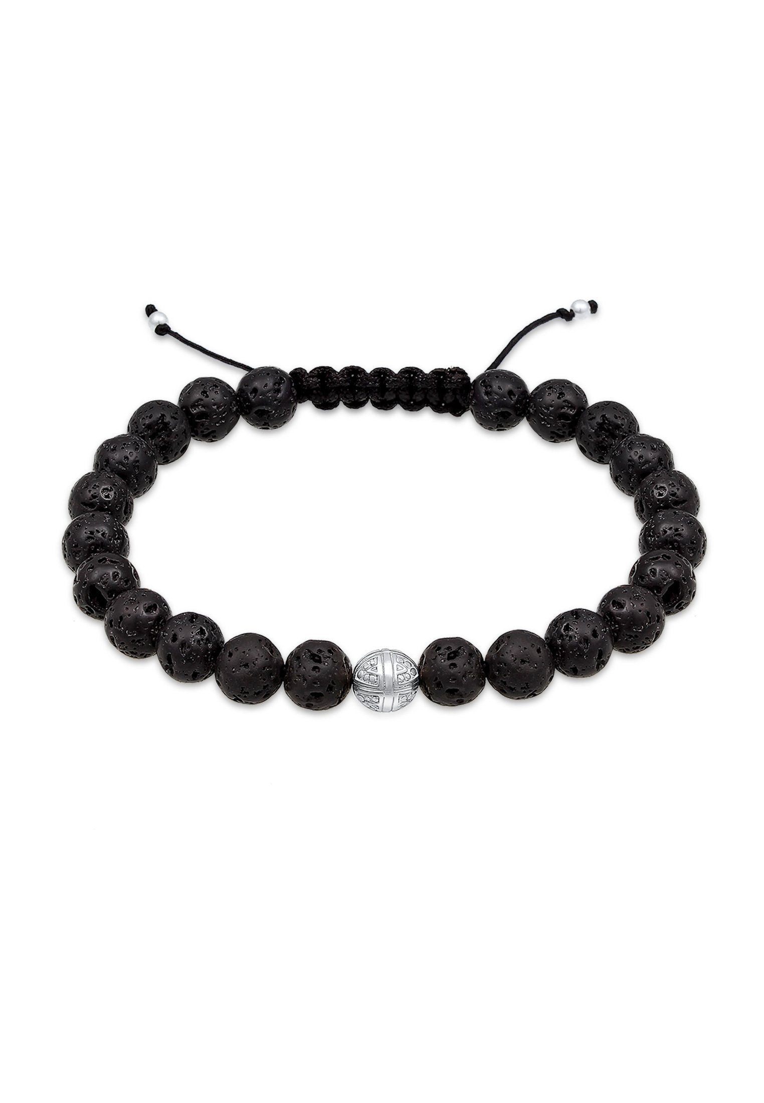 Kuzzoi Bead-Armband-Set Basic Lavastein Kreuz Ethno 925 Silber