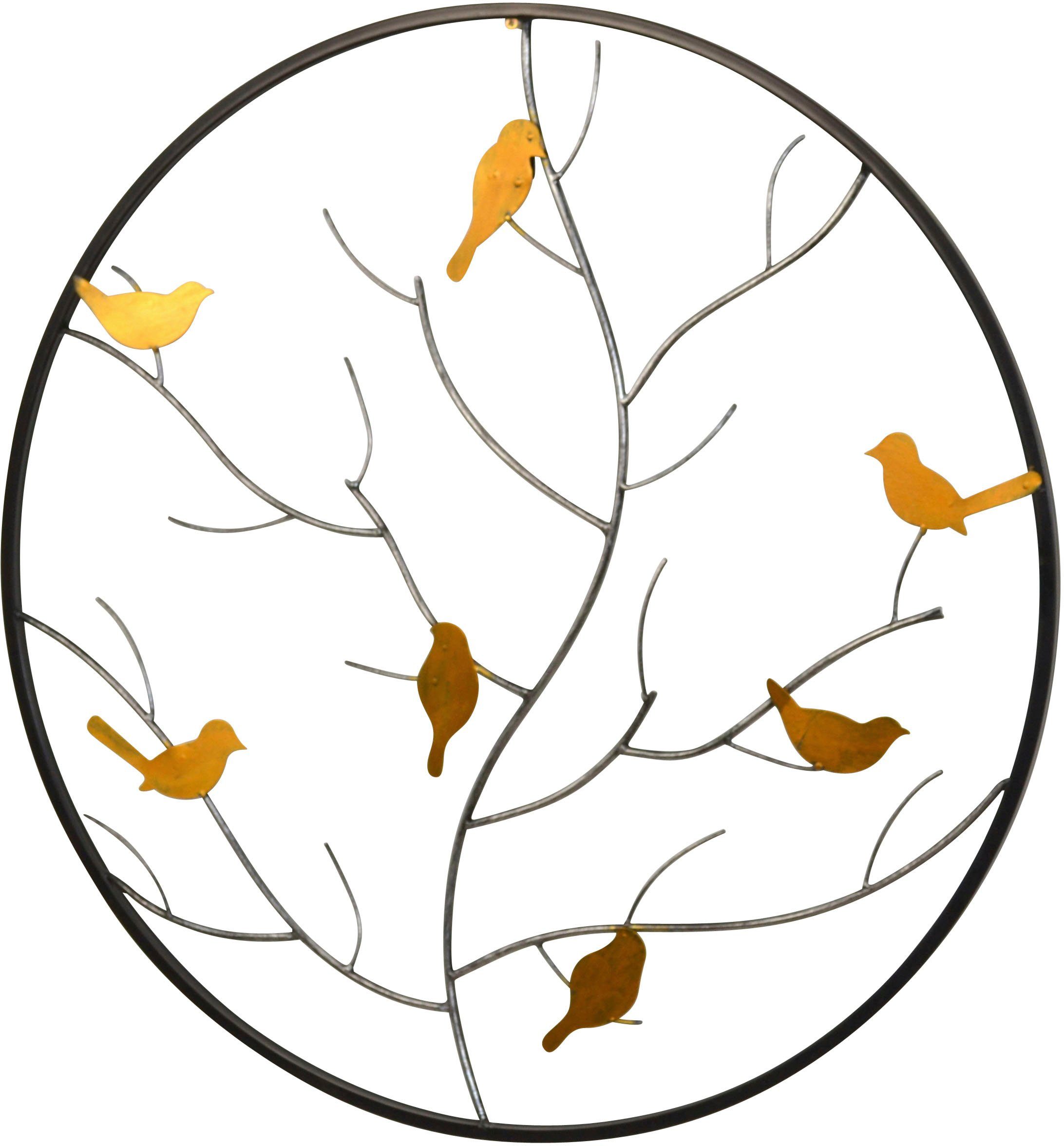pajoma® Wanddekoobjekt Wanddekoration (1 St), goldene Vögel auf Herbstzweig, Metall