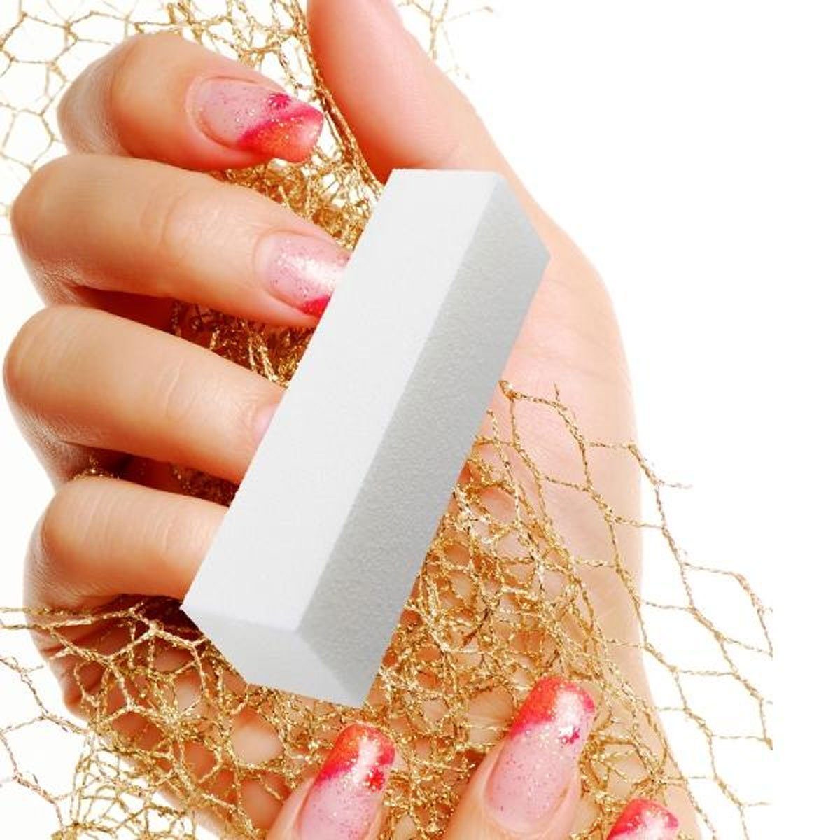 Sun Garden Nails Sandblatt-Nagelfeile Nagelmodellagen - Buffer Feilblock für - Schleifblock - Feile weiß