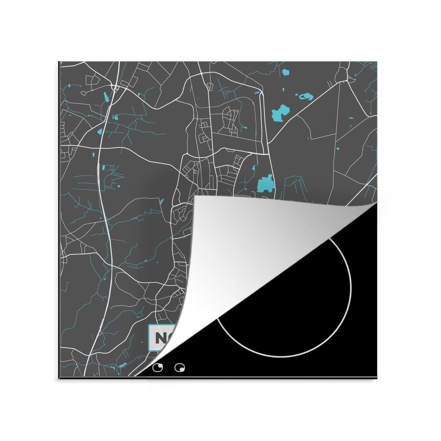 Ceranfeldabdeckung, - Blau cm, - küche Karte, Norderstedt Karte tlg), - für Stadtplan Vinyl, Deutschland - MuchoWow - 78x78 (1 Arbeitsplatte Herdblende-/Abdeckplatte
