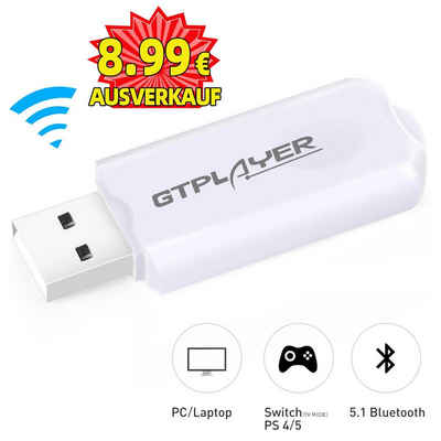 GTPLAYER Bluetooth Adapter 5.1 Bluetooth-Adapter, Windows XP/7/8/10, mac OS, PS4/PS5, Switch(TV Mode) Kompatibel