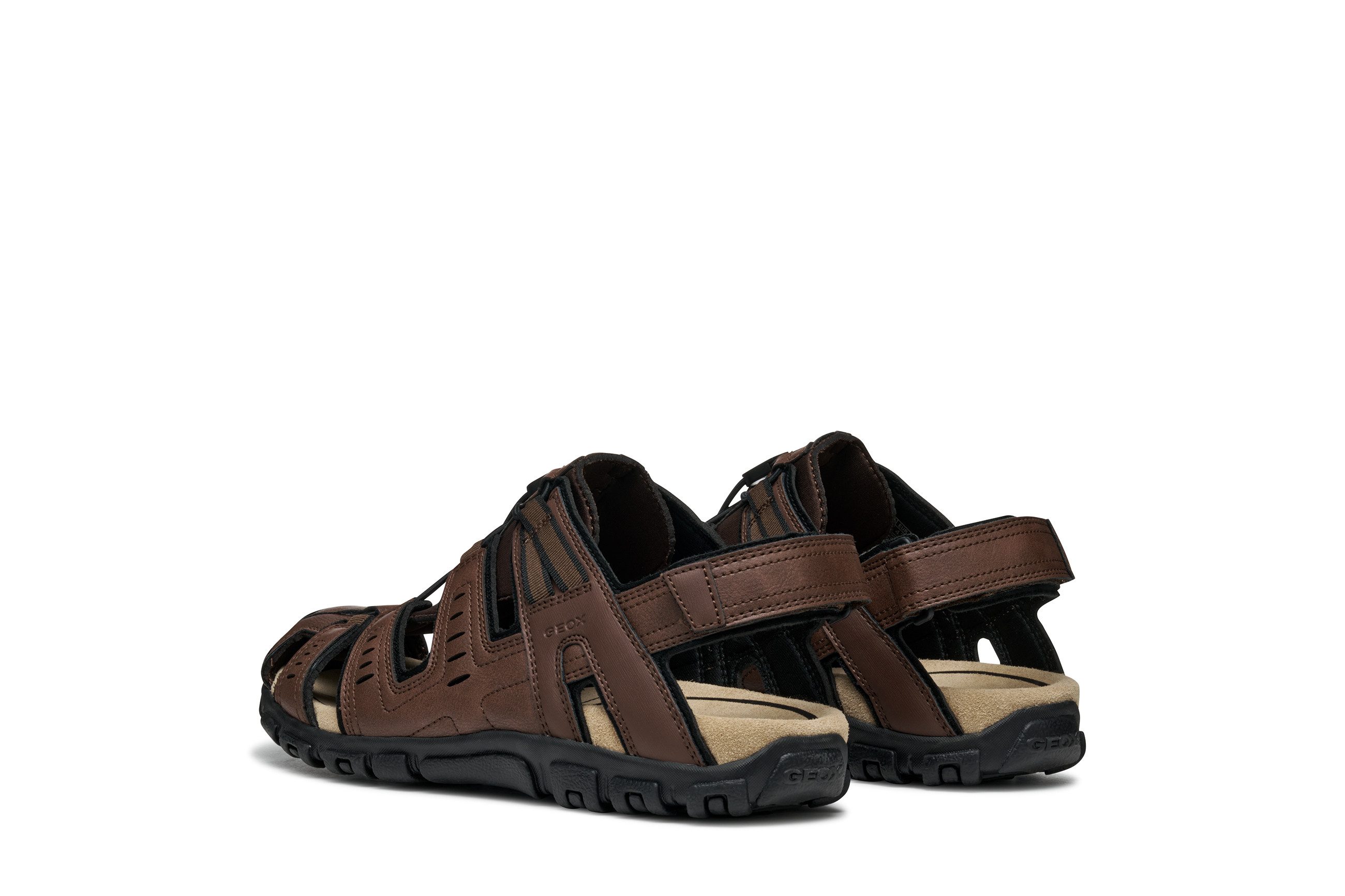 Geox UOMO SANDAL STRADA C Sandale, Sommerschuh, Klettschuh, Outdoorsandale, mit Lederfußbett
