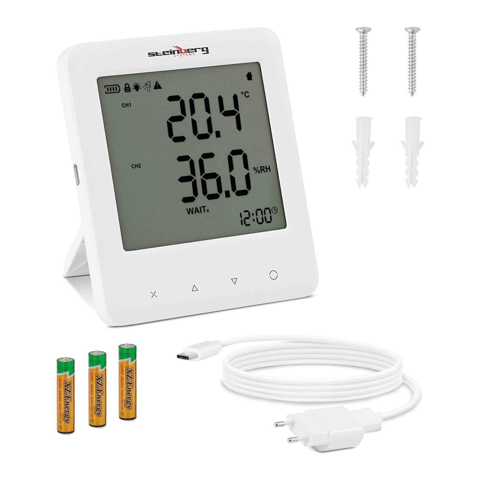 Steinberg Systems Feuchtigkeitsmesser CO2 Messgerät CO2 Messer Kohlendioxid Messgerät Thermo Hygrometer LCD