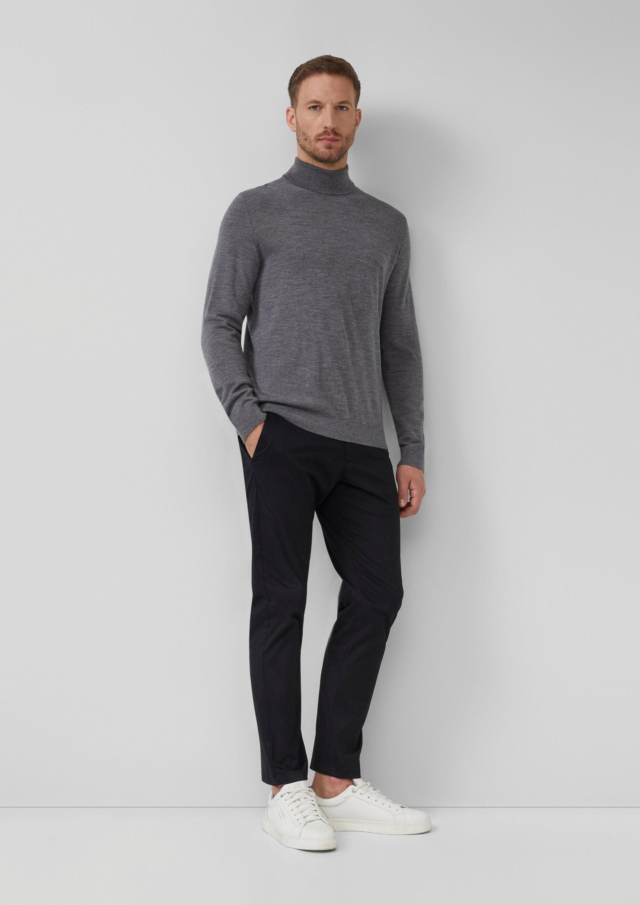 s.Oliver Longpullover Strickpullover Rollkragenpullover aus reiner Merinowolle