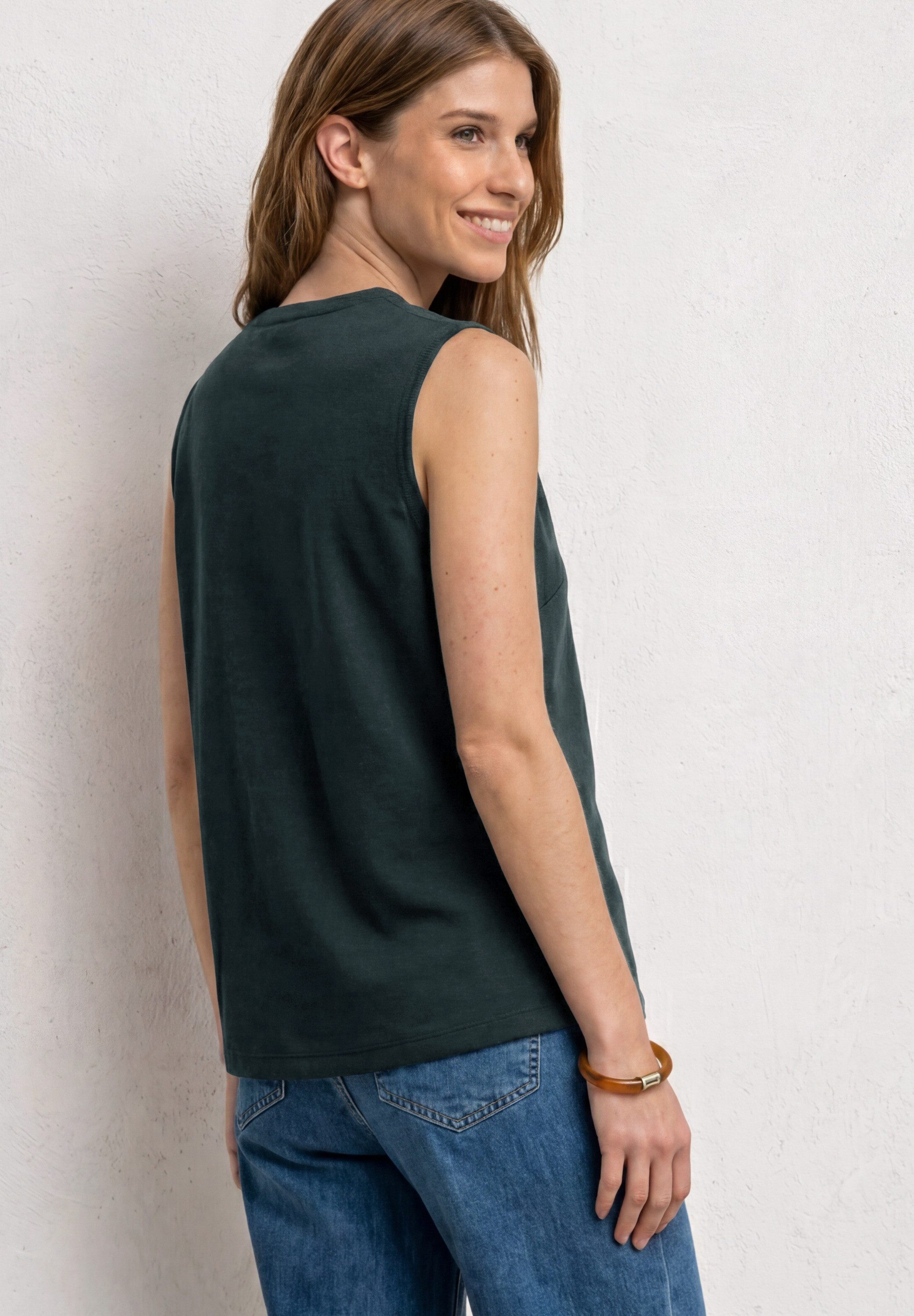 STREET ONE Kurzweste aus Jersey in Unifarbe