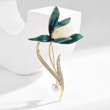 AUKUU Brosche Magnolien Magnolien Blumenbrosche Damenmode leichte Luxus, Brosche Accessoires Design Korsage