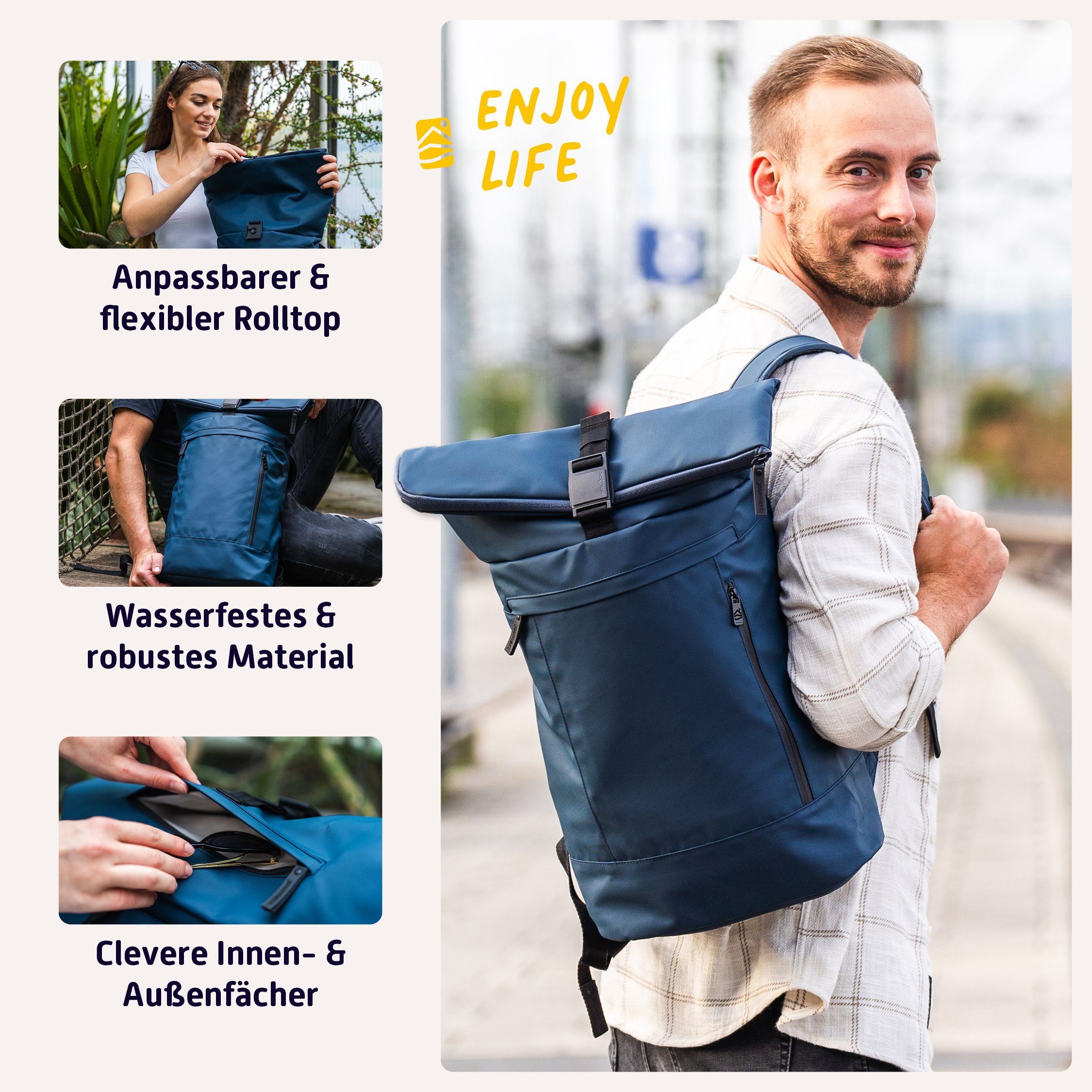 JOURNEXT Cityrucksack NEW TIMELESS, Rolltop Rucksack günstig online kaufen