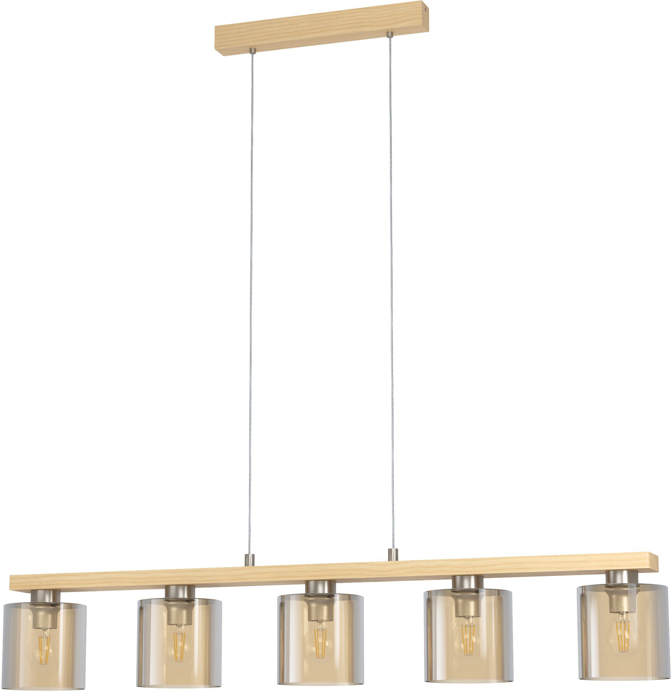 EGLO Hängeleuchte CASTRALVO Pendellampe, Stahl, Holz und Glas, E27, IP20, E günstig online kaufen