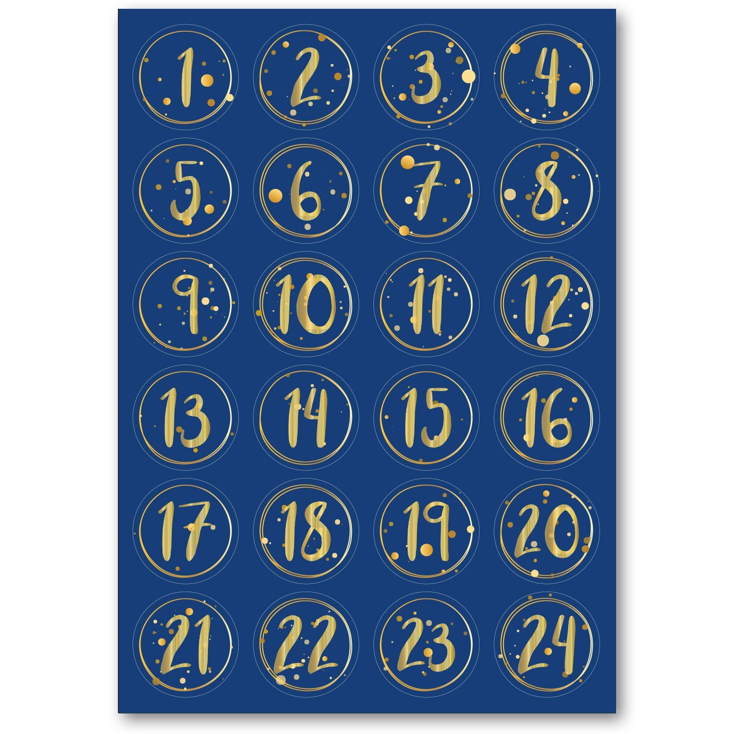 GRAVURZEILE Adventskalender Adventskalender Zahlenaufkleber zum basteln (mit  24 farbigen Zahlen), für Weihnachten zum Selbstgestalten