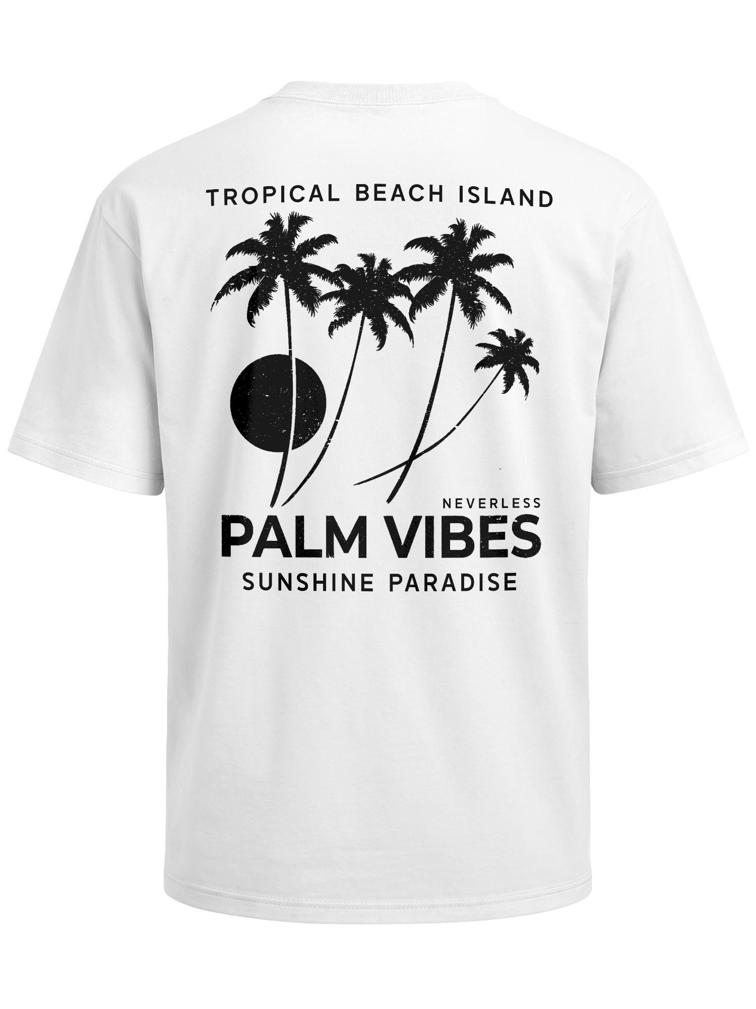 Neverless Oversize-Shirt Herren T-Shirt - Palm Vibes - Oversized Relaxed Fit Printshirt Sommer mit Print