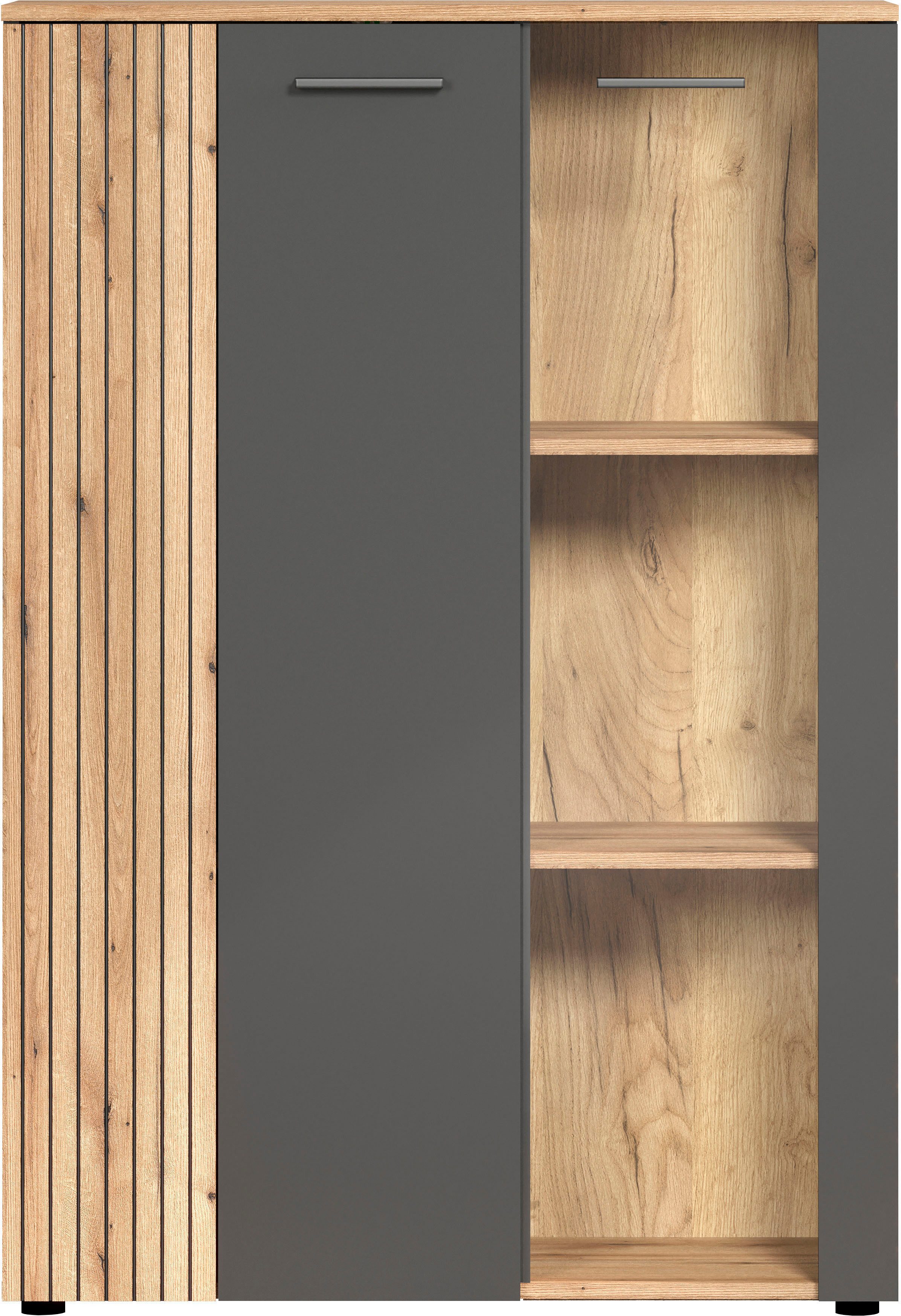 Home affaire Highboard Estepona (1 St), Vitrine, Tür mit Rillen-Optik, Breite 91 cm