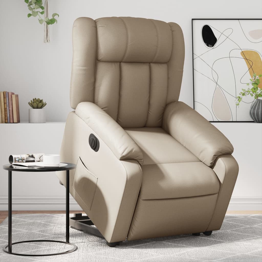 vidaXL Relaxsessel, Relaxsessel mit Aufstehhilfe Elektrisch Cappuccino Kunstleder