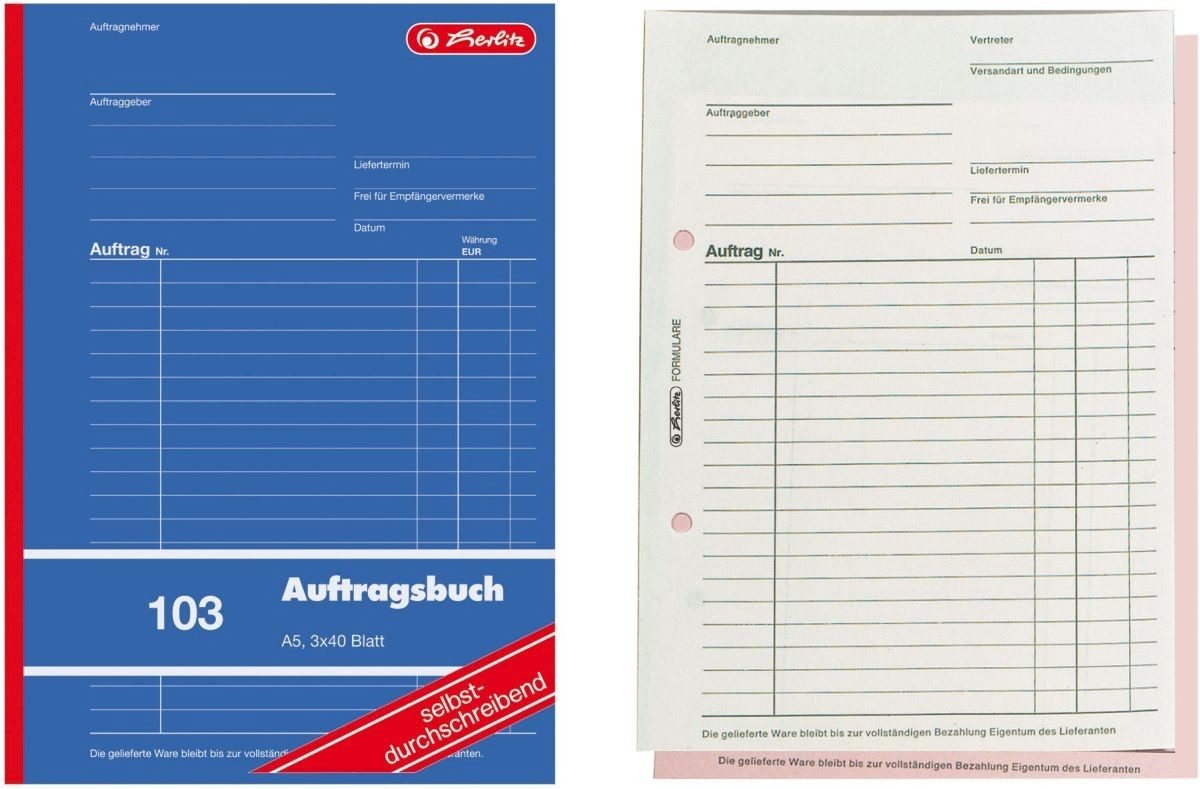Formularblock Formularbuch Auftrag A5 103 3x40 Blatt selbstdurchschreibend