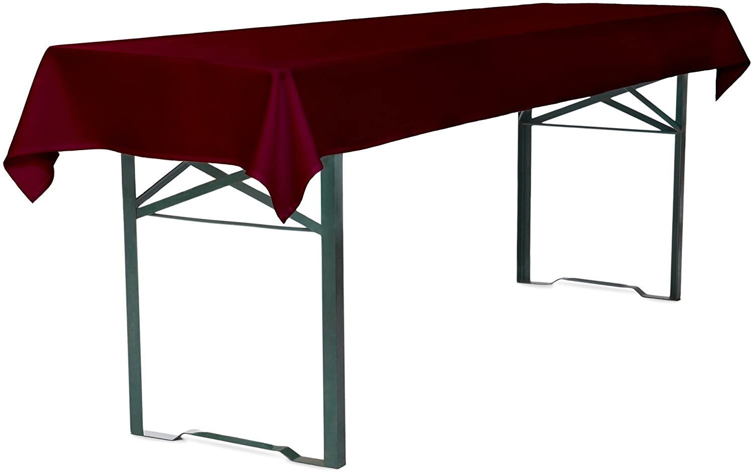 (universal) Auflage + 100x250cm 3TLG blickdicht TexDeko Tischdecke), Tischdecke Set, (Set, mit & Bankauflage 1x 2x Bierbankauflagen-Set Bordeaux waschbar