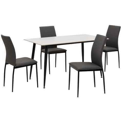 Home affaire Essgruppe ALIZIA, (Set, 5-tlg), Tisch gesinterter Stein 140 cm, Flachgewebe, Belastbarkeit 120 KG