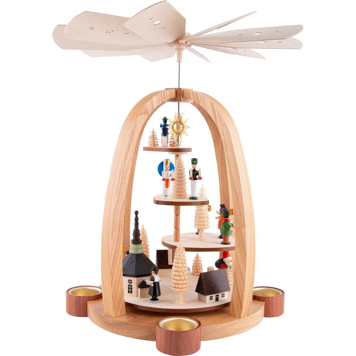 Volkskunst Neuber Weihnachtspyramide 1-stöckige Pyramide Treppe - bunt (41cm) von Knuth Neuber