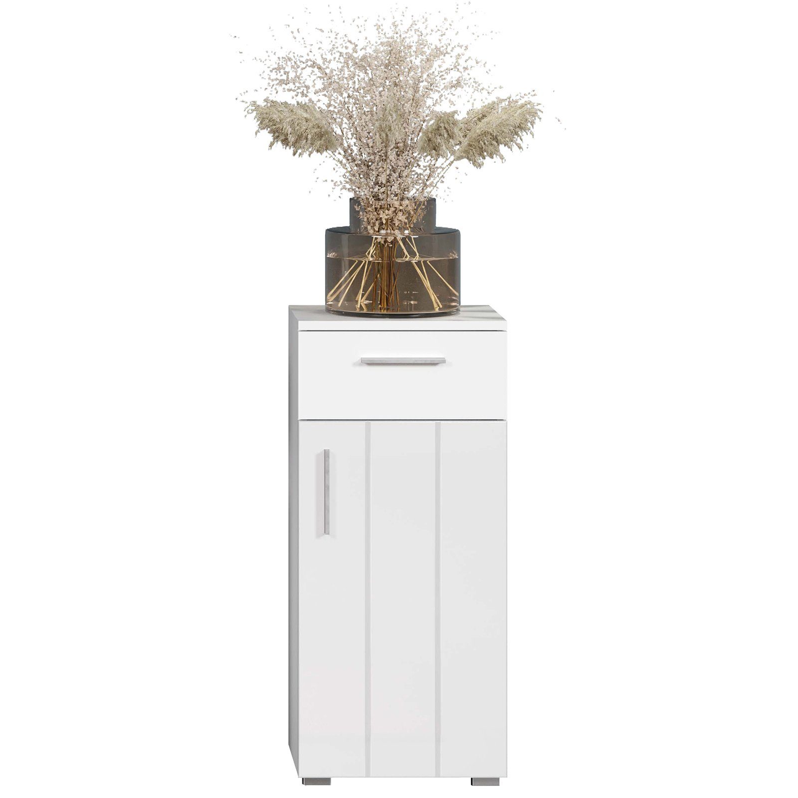 trendteam Midischrank Badkommode Badezimmerschrank Badschrank Kommode Weiß 37x83x31cm