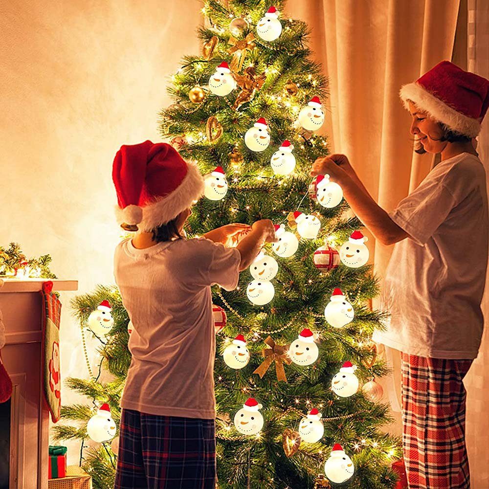 1.5M, Weihnachten LED-Lichterkette Schlafzimmer (Warmweiß) Claus Schneemann/Santa batteriebetrieben, Deko, Party Schneemann Rosnek für